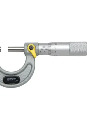 ASIMETO 101-01-0 0 - 25mm Range, .01mm Graduation Flat End Spindle Outside Micrometer Authentic
