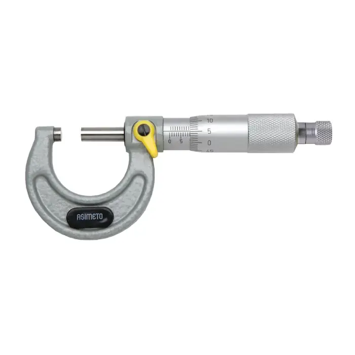 ASIMETO 101-01-0 0 - 25mm Range, .01mm Graduation Flat End Spindle Outside Micrometer Authentic