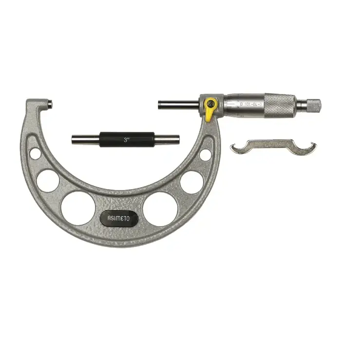 Flash Sale ASIMETO 101-04-3 3 - 4" (75 - 100mm) Range, .0001" Graduation Flat End Spindle Outside Micrometer