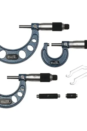 ELITE PRECISION E03RFS 0 - 3" Range, .0001" Graduation, 3 Piece Outside Micrometer Set Mega Sale