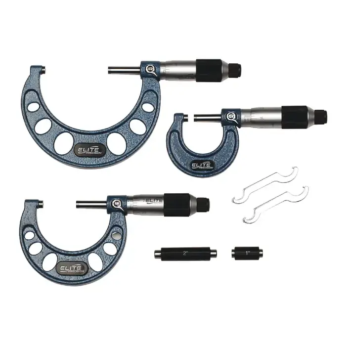ELITE PRECISION E03RFS 0 - 3" Range, .0001" Graduation, 3 Piece Outside Micrometer Set Mega Sale