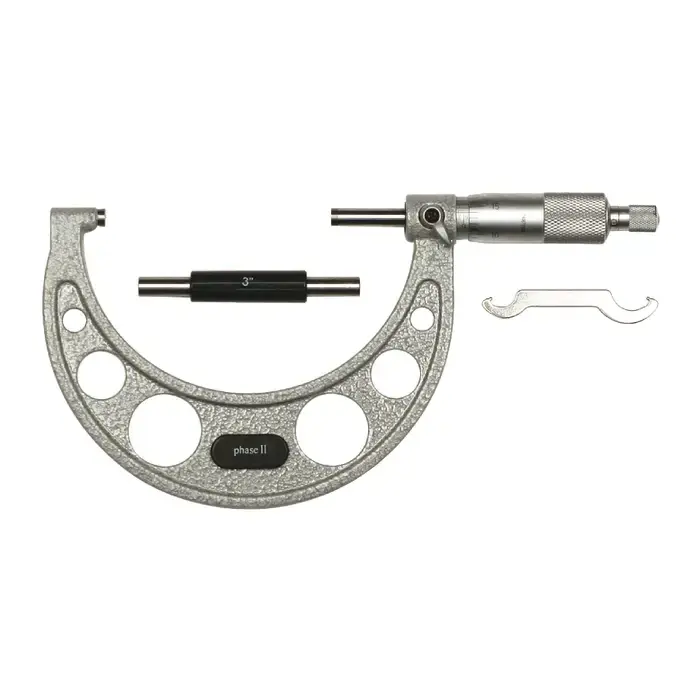 PHASE II 107-004 3 - 4" (75 - 100mm) Range, .0001" Graduation Flat End Spindle Outside Micrometer Cheap
