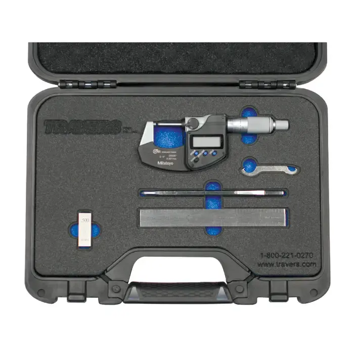 Fresh Stock MITUTOYO & TRAVERS TRA-04 1" Digital Ratchet Stop Micrometer, 6" Ruler, 0.500" Gage Block, & Carbide Scriber Kit