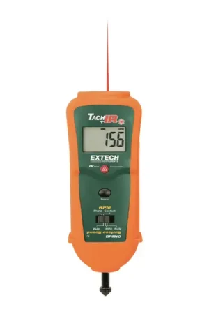 Popular EXTECH RPM 10 Combination Laser Tachometer & IR Thermometer Type, 1.6‘ (500mm) Range Contact Or Non Contact Tachometer