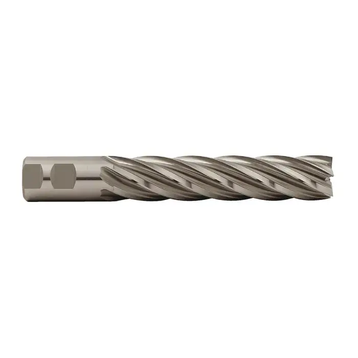 TTC 08-371-380 1-1/4" Size, 6" LOC, 6 Flute, Bright High Speed Steel Square End Mill Premium
