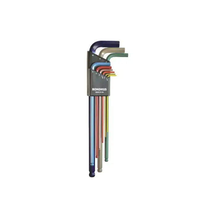 New Arrival BONDHUS 69699 1.5mm, 2mm, 2.5mm, 3mm, 4mm, 5mm, 6mm, 8mm, 10mm Hex Size, Extra Long Long Arm Length, ColorGuard Finish Ball Key