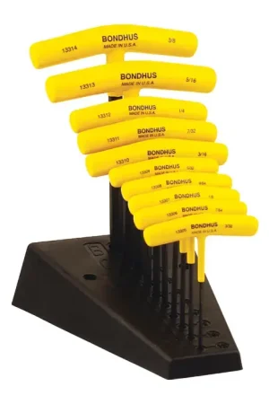 Direct From Factory BONDHUS 13390 3/32" - 3/8" Size, Assorted Long Arm Length, Black Oxide Finish T Handle Hex Key