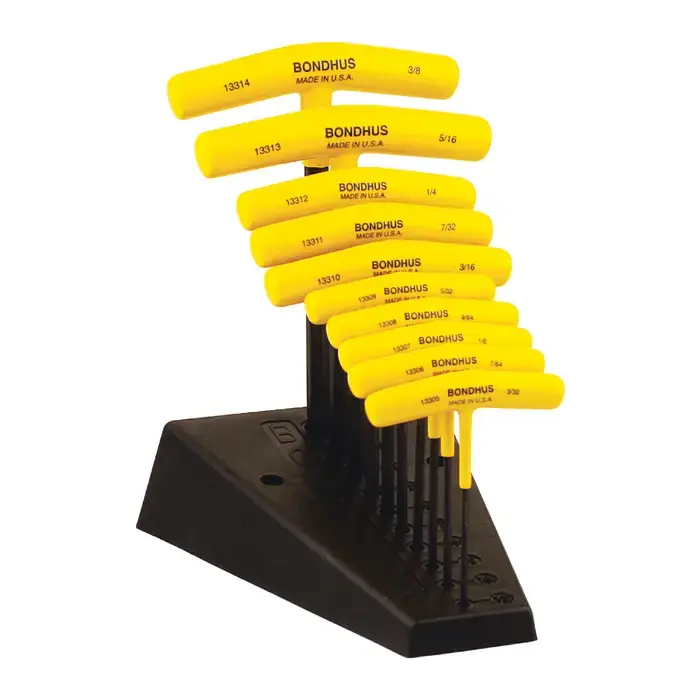 Direct From Factory BONDHUS 13390 3/32" - 3/8" Size, Assorted Long Arm Length, Black Oxide Finish T Handle Hex Key