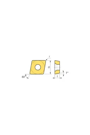 Affordable KORLOY 6-01-025099 - 2NU-CCGW3(2.5)1T DNC250, 80° Diamond, Indexable CBN - Cubic Boron Nitride Turning / Boring Insert
