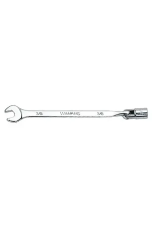 WILLIAMS 11900 3/8" Size, 7" Overall Length, Chrome Finish Coating Flex Head Combination Wrench Price Cut