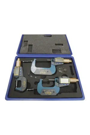 IGAGING 35-054-U33 0 - 3" Range, .00005" (0.001mm) Graduation, 3 Piece Outside Micrometer Set Luxury