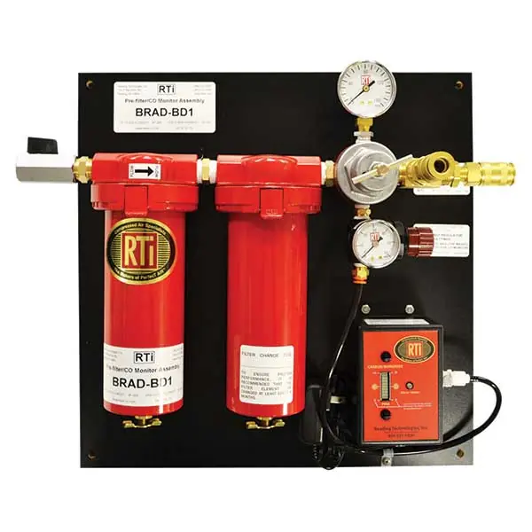 Direct From Factory RTI BRAD-BD1 Pre-filter Combo, CO Monitor w/ Regulator and Gauge