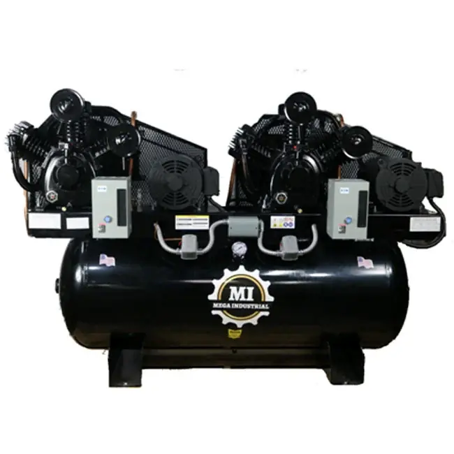 Grab Now MEGA MP-10120DP3BA Industrial Duplex Electric Air Compressor 120 gal Horizontal Tank