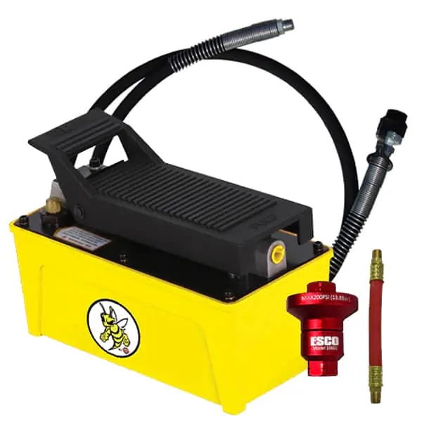 Price Drop ESCO 10876C YELLOW JACKIT Air/Hydraulic Pump, 2 Quart Metal Reservoir (Contains 10876, 10604 Hose and 10601K)